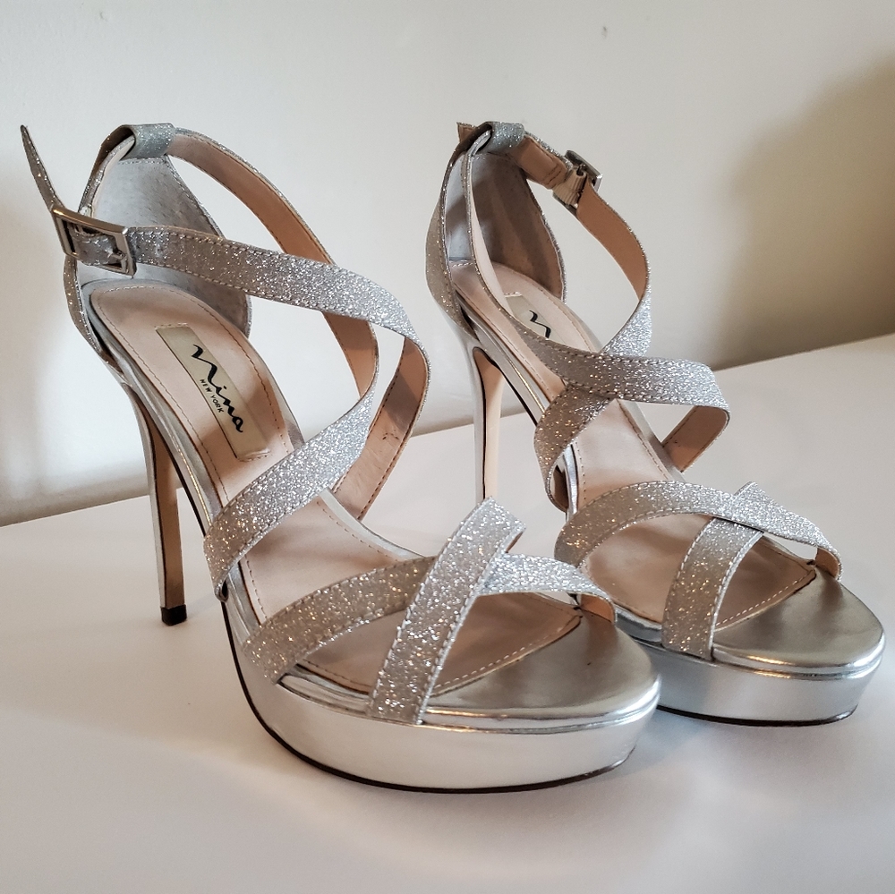 Silver Metallic Platform Heel